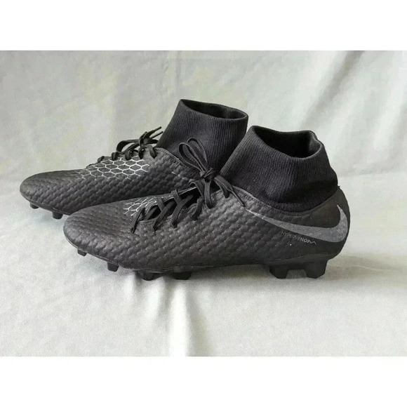 Nike HyperVenom 3 Academy DF FG Black Football Cleats AQ9217-001 Men Sz 12 - Picture 1 of 16
